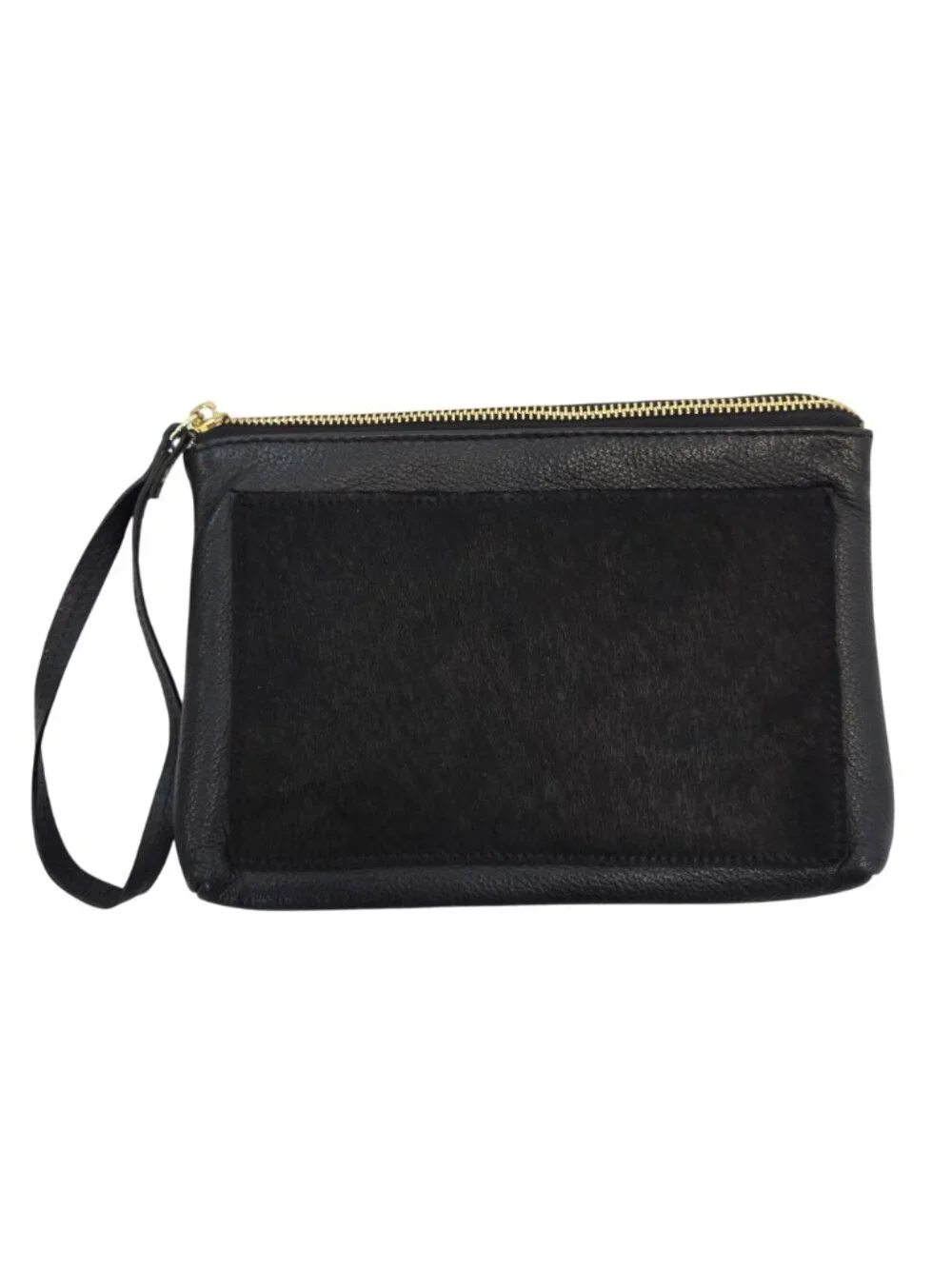 Latico Pebble Leather and Pony Hair Accent Clutch Wristlet